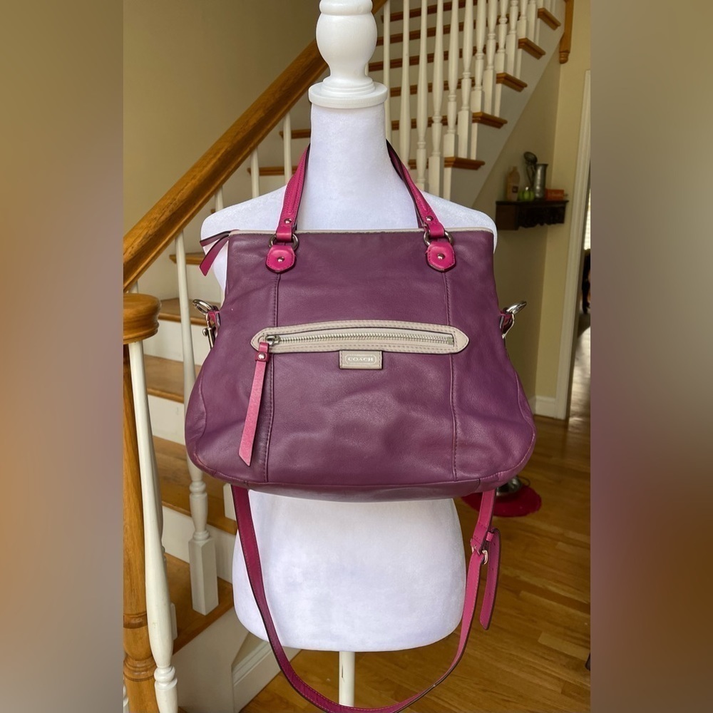 Coach Daisy Spectator Leather Mia (F23911) Silver/Purple/Pink Handbag